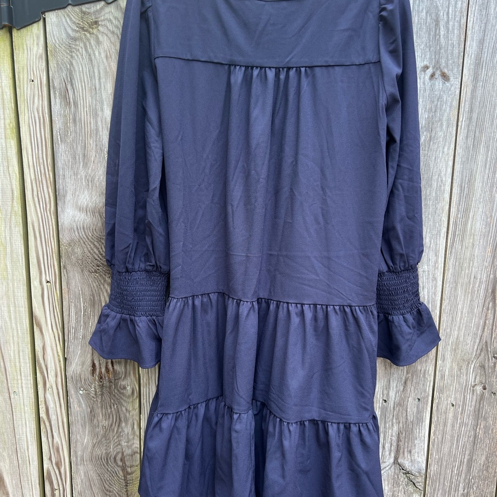 TUCKERNUCK POMANDER PLACE Navy Blue Poplin Tiered Dress Women’s XL - Picture 11 of 15